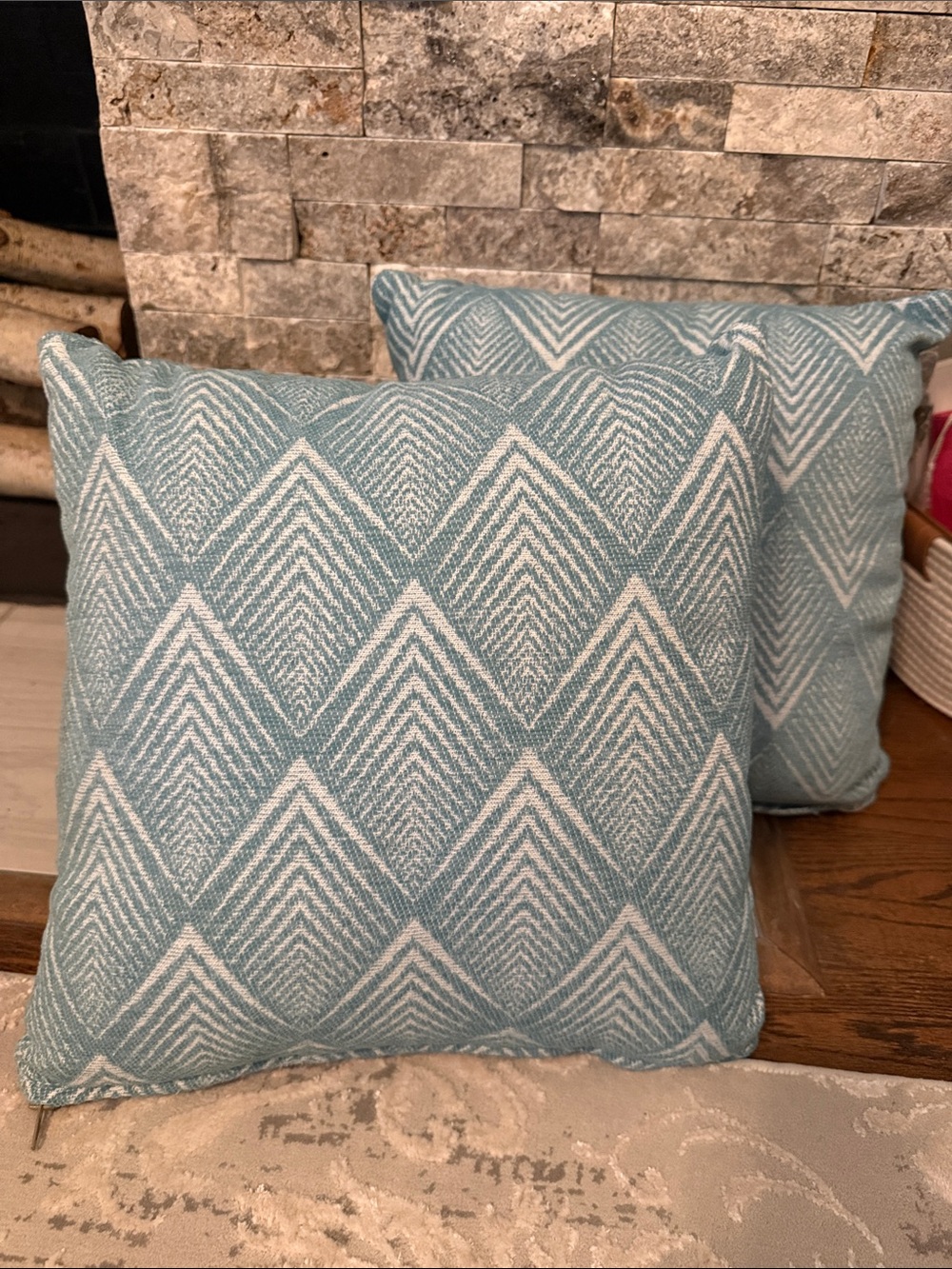 Aqua & White Geometric Accent Pillow